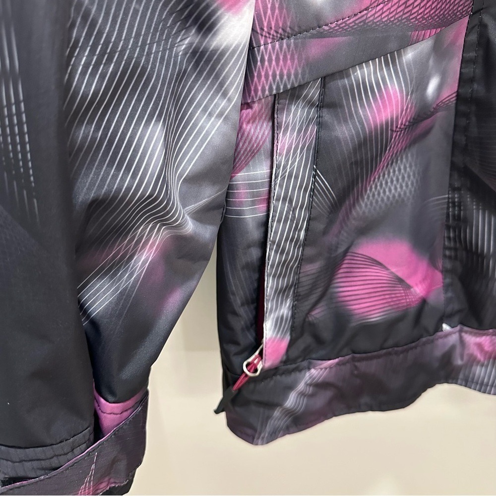 Hawke & Co Women's Medium Sport Outerwear Black Pink Geometric Print Hooded Coat - Picture 4 of 15